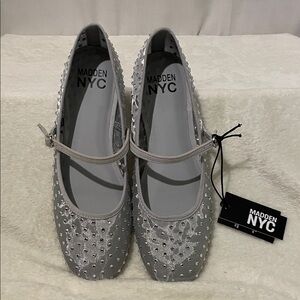 NEW Madden NYC silver mesh ballet Flats